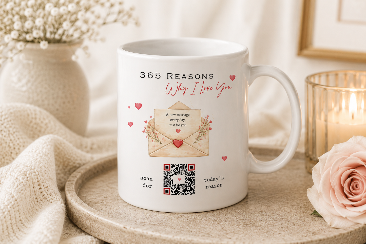365 Reasons I Love You Mug: Daily Love Message, Interactive QR Code Mug