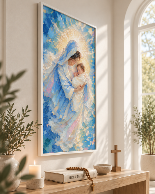 Madonna and Child luminous canvas print – full room view