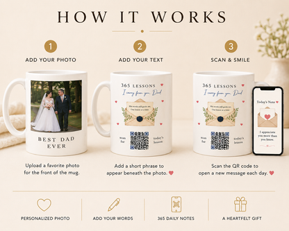 365 Lessons I Carry From You, Dad — Interactive QR Code Mug