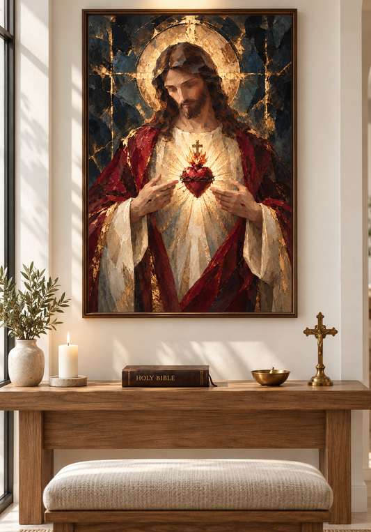 Sacred Heart of Jesus – Crimson Statement Art Print