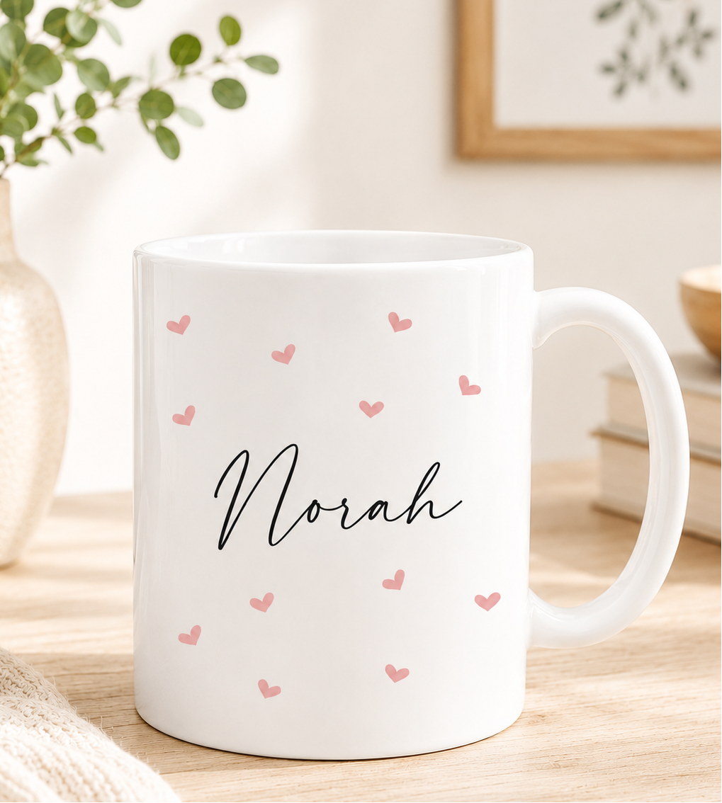 Confetti Hearts Name Mug