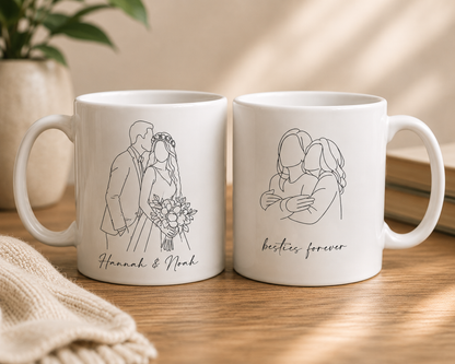 Photo to Faceless Line Art Mug