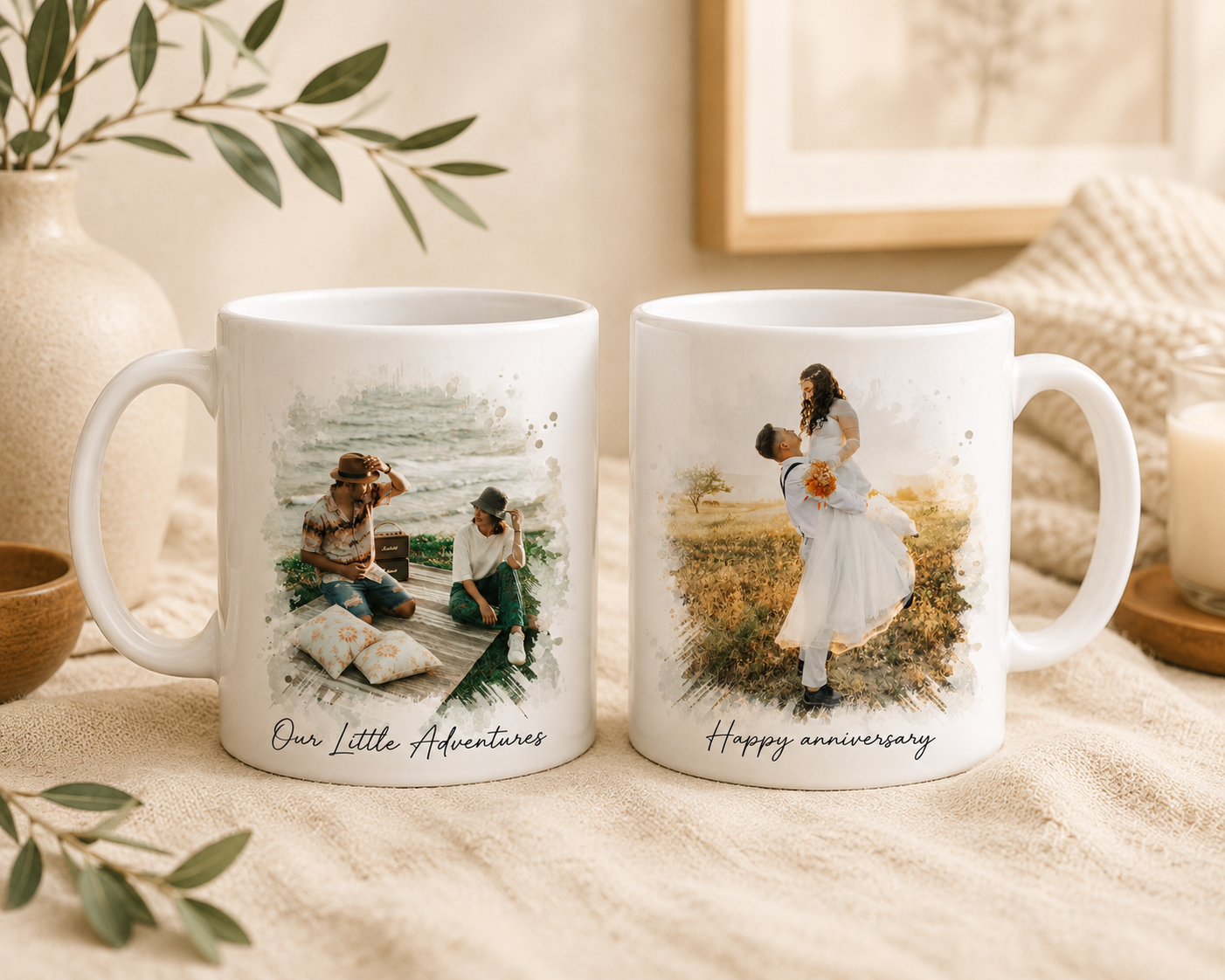 Custom Watercolor Scatter Photo Mug