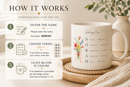 Personalized Christian – God Says I Am, Scripture Mug