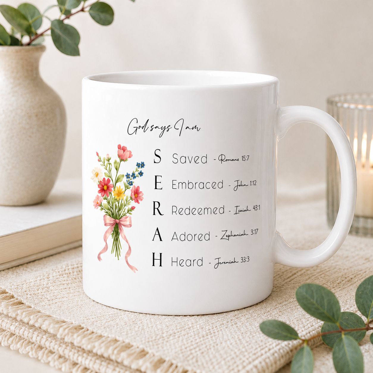 Personalized Christian – God Says I Am, Scripture Mug
