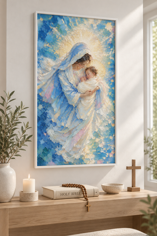 Madonna and Child canvas print – room lifestyle view