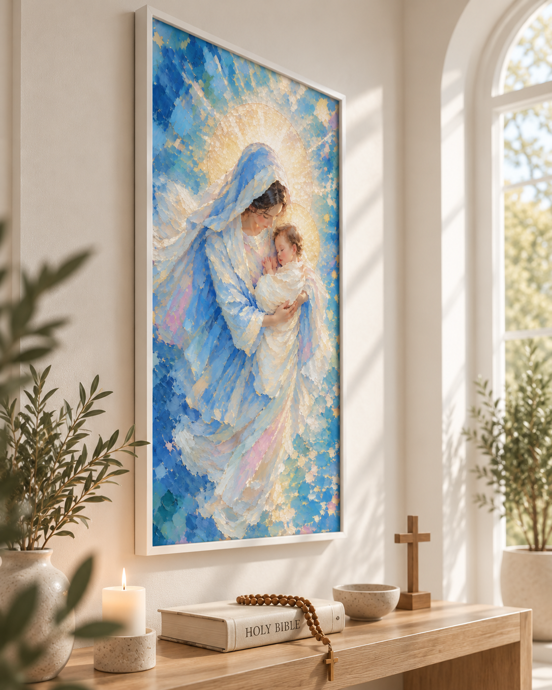 Madonna and Child luminous canvas print – full room view