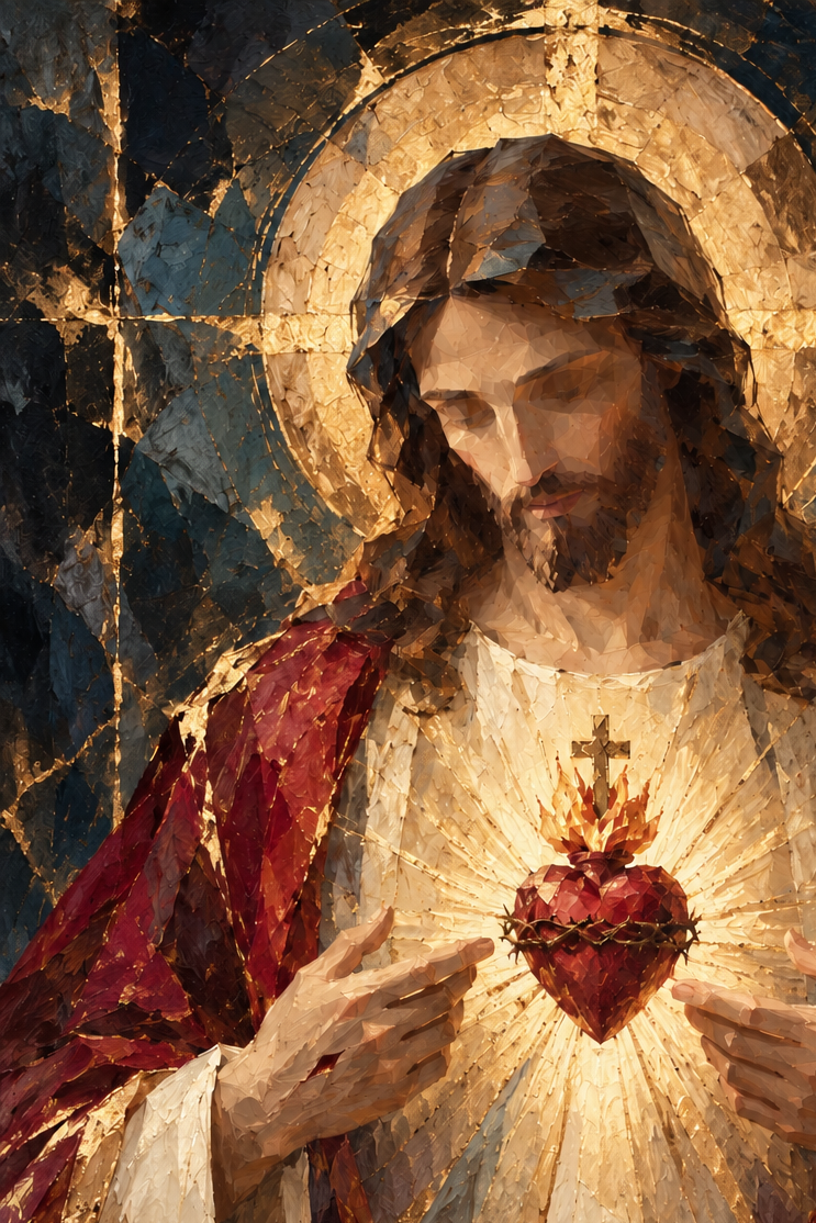 Sacred Heart of Jesus – Crimson Statement Art Print