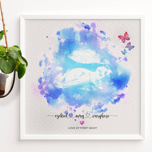 Ultrasound Baby Scan Watercolor Portrait