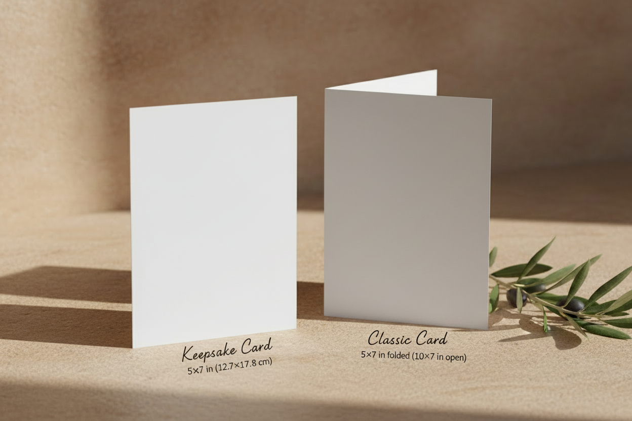 Keepsake & Classic Card with Sizes
